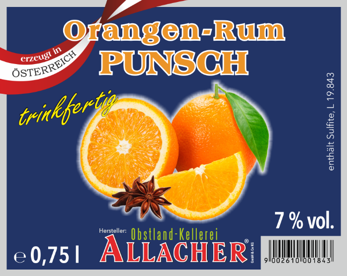 Pomerančový punč - láhev 0,75L
